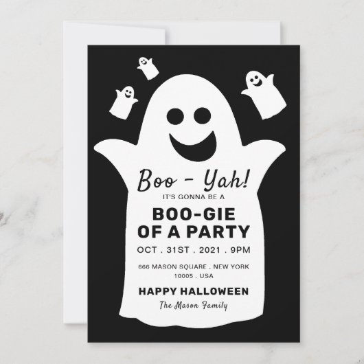 Carte Happy Ghost, Black Halloween Party (Devant)