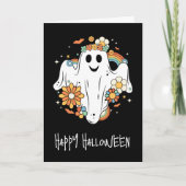 Carte Happy Ghost Retro Hippie Vibe Halloween (Devant)
