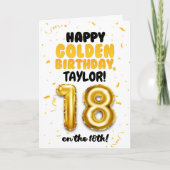 Carte Happy Golden Birthday, 18th Birthday Card  (Devant)