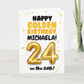 Carte Happy Golden Birthday, 24th Birthday Card  (Devant)