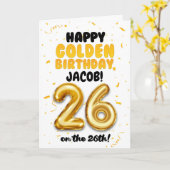Carte Happy Golden Birthday, 26th Birthday Card (Fleur jaune)