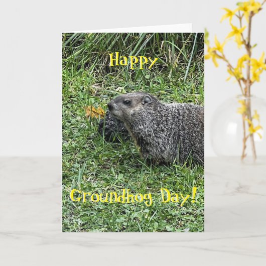 Carte Happy Groundhog Day, custom greeting cards (Fleur jaune)