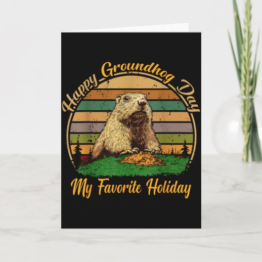 Carte Happy Groundhog Day Funny Cute Ground Hog Animal L (Devant)