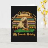 Carte Happy Groundhog Day Funny Cute Ground Hog Animal L (Fleur jaune)
