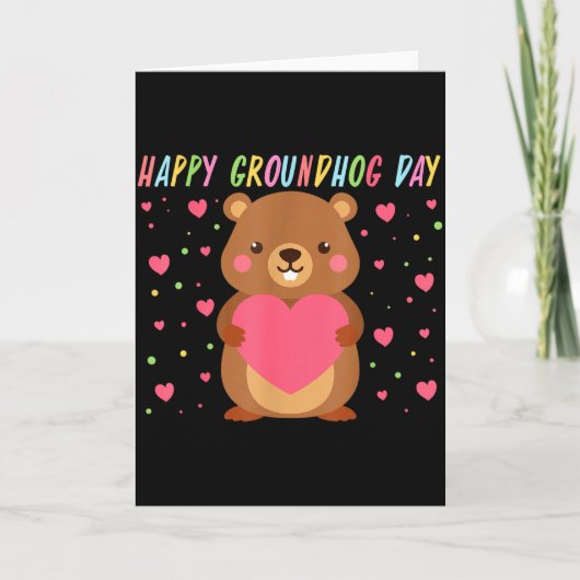 Carte Happy Groundhog Day Groundhog Day Cute Woodchuck F (Devant)