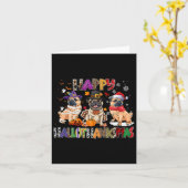 Carte Happy Hallothanksmas Carlin Amoureux des chiens Ha (Fleur jaune)