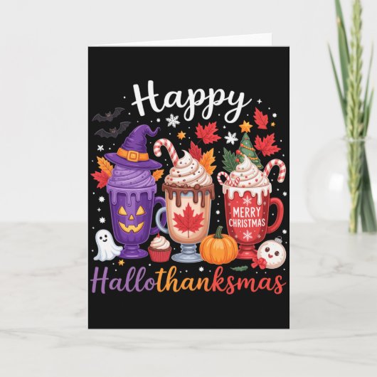 Carte Happy Hallothanksmas Coffee Lover Halloween Merry  (Devant)
