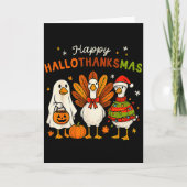 Carte Happy Hallothanksmas Goose Halloween Thanksgiving (Devant)