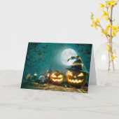 Carte Happy Halloween Art drôle Jack-o'-lantern Hallowee (Fleur jaune)