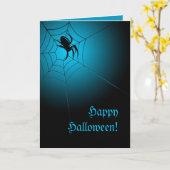 Carte Happy Halloween Black Spider sur le Web (Fleur jaune)