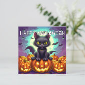 Carte Happy Halloween Chat chauve Noir (Debout devant)