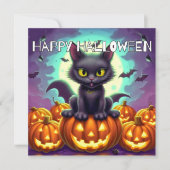 Carte Happy Halloween Chat chauve Noir (Devant)