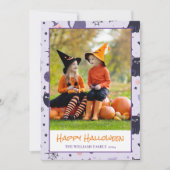 Carte Happy Halloween chats violet Photo Holiday Card (Devant)