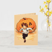 Carte Happy Halloween Citrouille, Happy Young Boy (Fleur jaune)
