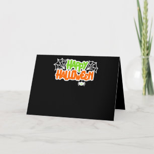 Carte Happy Halloween coloré mignon araignée Web