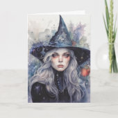 Carte Happy Halloween Conception de sorcière d'automne (Devant)