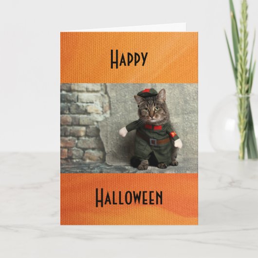 Carte Happy Halloween drôle Costume de chat Humour (Devant)