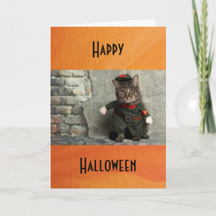 Carte Happy Halloween drôle Costume de chat Humour