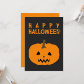 Carte Happy Halloween et Pumkin on Black (Devant/Arrière en situation)