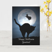Carte Happy Halloween Grandson Witch and Cat Card (Fleur jaune)