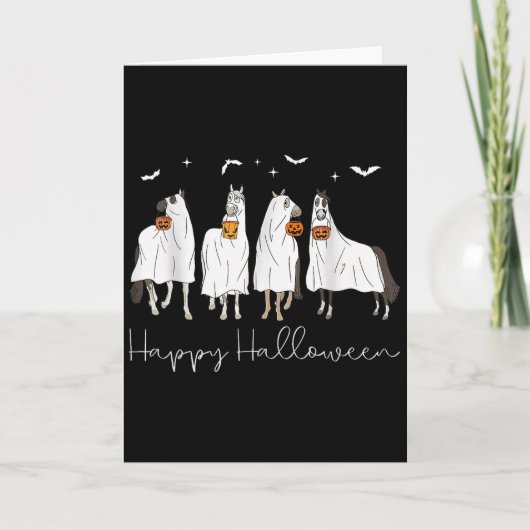 Carte Happy Halloween Horse Ghost 2025 (Devant)