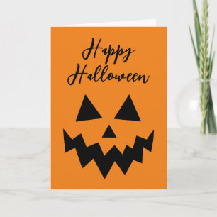 Carte Happy Halloween Jack-o'-lantern Orange visage Citr