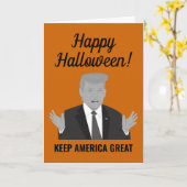 Carte Happy Halloween Keep America Great Trump dessin an (Fleur jaune)