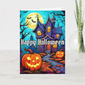Carte Happy Halloween - Maison hantée (Devant)