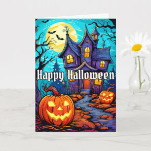 Carte Happy Halloween - Maison hantée