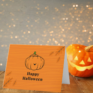 Carte Happy Halloween mignon Citrouille Orange