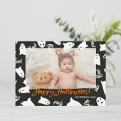 Carte Happy Halloween mignon fantômes boite photo (Debout devant)