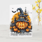 Carte Happy Halloween Mischievous Citrouille (Fleur jaune)