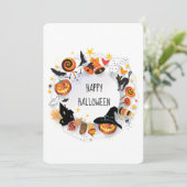 Carte Happy Halloween moderne Éffrayant et Citrouille va (Debout devant)