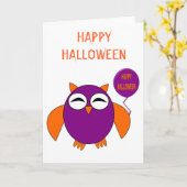 Carte Happy Halloween Party Owl Custom (Fleur jaune)