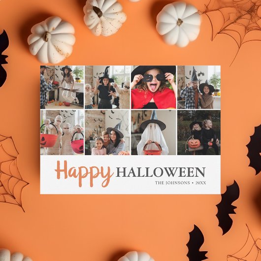 Carte Happy Halloween Photo Collage Moderne