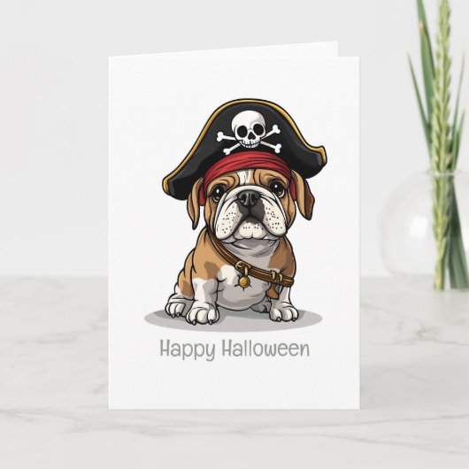 Carte Happy Halloween Pirate English Bulldog (Devant)