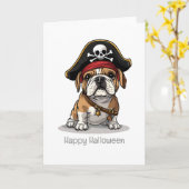 Carte Happy Halloween Pirate English Bulldog (Fleur jaune)