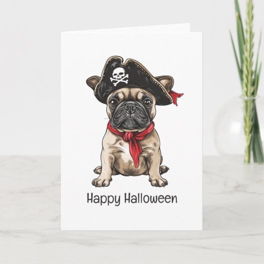 Carte Happy Halloween Pirate French Bulldog (Devant)