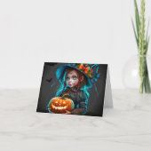 Carte Happy Halloween Sassy Gothic Witch Illustration (Devant)