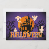 Carte Happy Halloween Scary Castle Ghosts et Lune (Devant)