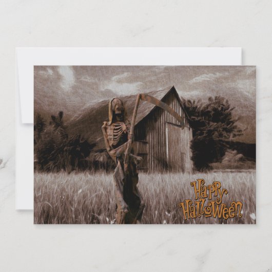 Carte Happy Halloween Scary Skeleton Reaper (Devant)