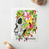 Carte Happy Halloween Skull sucre (Devant/Arrière en situation)