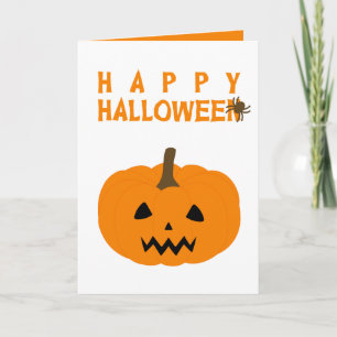 Carte Happy Halloween Texte et Pumkin on White