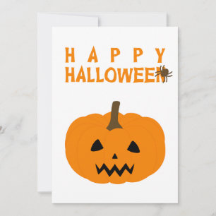 Carte Happy Halloween Texte et Pumkin on White