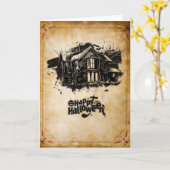 Carte Happy Halloween vintage (Fleur jaune)