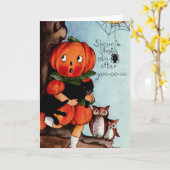 Carte Happy Halloween Vintage illustration (Fleur jaune)