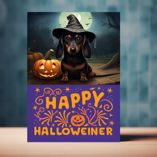 Carte Happy Halloweiener mignon chien