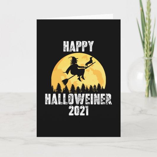 Carte Happy Halloweiner 2021 - Dachshund Witch (Devant)