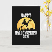 Carte Happy Halloweiner 2021 - Dachshund Witch (Fleur jaune)