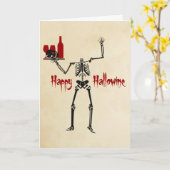 Carte Happy Hallowine Skeleton sans tête (Fleur jaune)